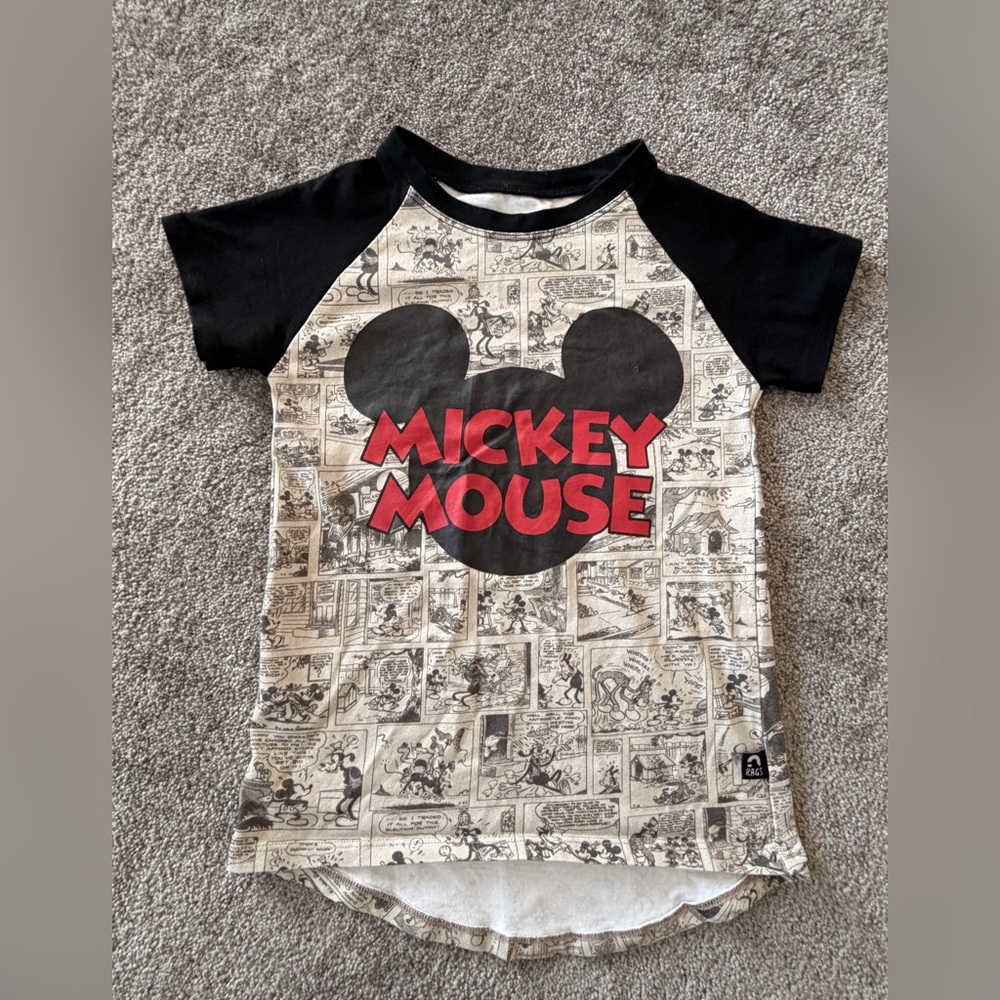🌶️ Rags Mickey Mouse Black and Cream. Size 3-4T